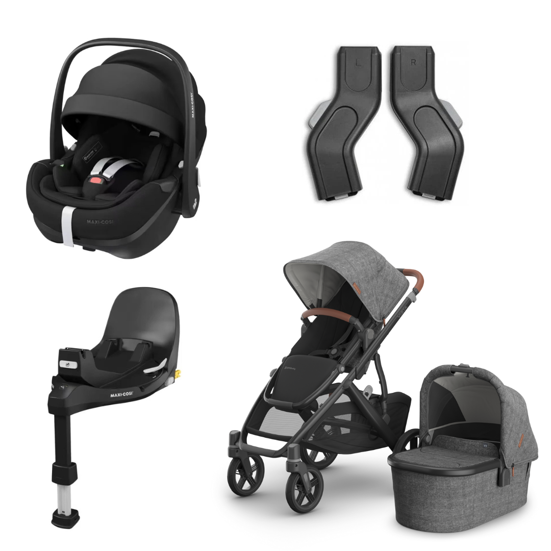 UPPAbaby VISTA V3 Stroller Maxi Cosi Pebble 360 Pro capsule Familyfix 360 Pro SlideTech swivel base Bundle