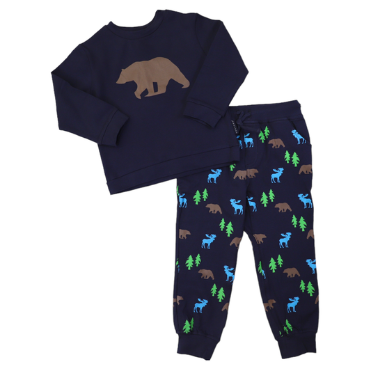 Korango Bear Print Pyjamas Peacoat