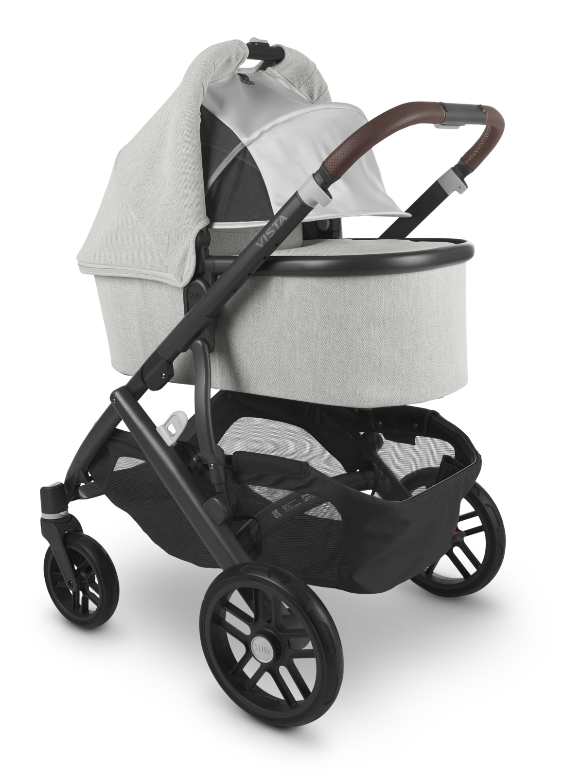UPPAbaby Vista V2 Stroller with Bassinet- ANTHONY (White & Grey Chenille + Carbon Frame)