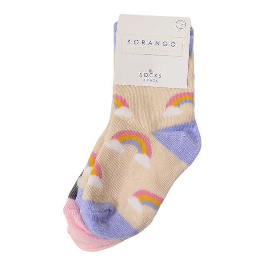 Korango Sunshine & Rainbow Socks 3pk Assorted