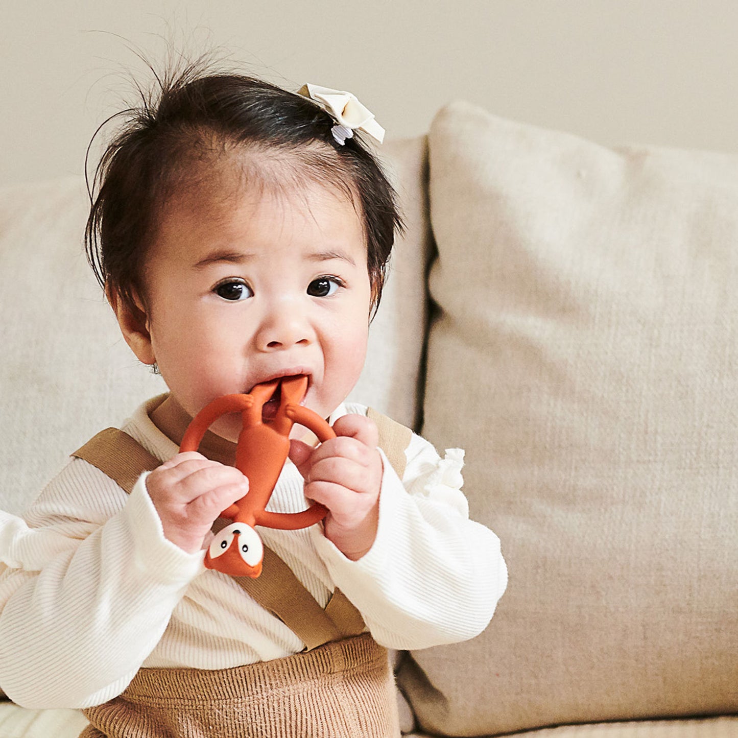 Brown Fox Silicone Teething toy in gift pack.