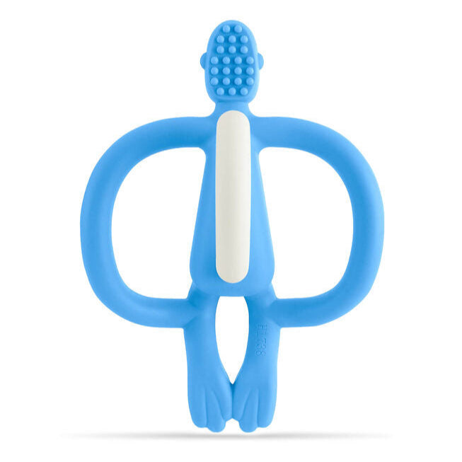 light blue silicone monkey teething toy