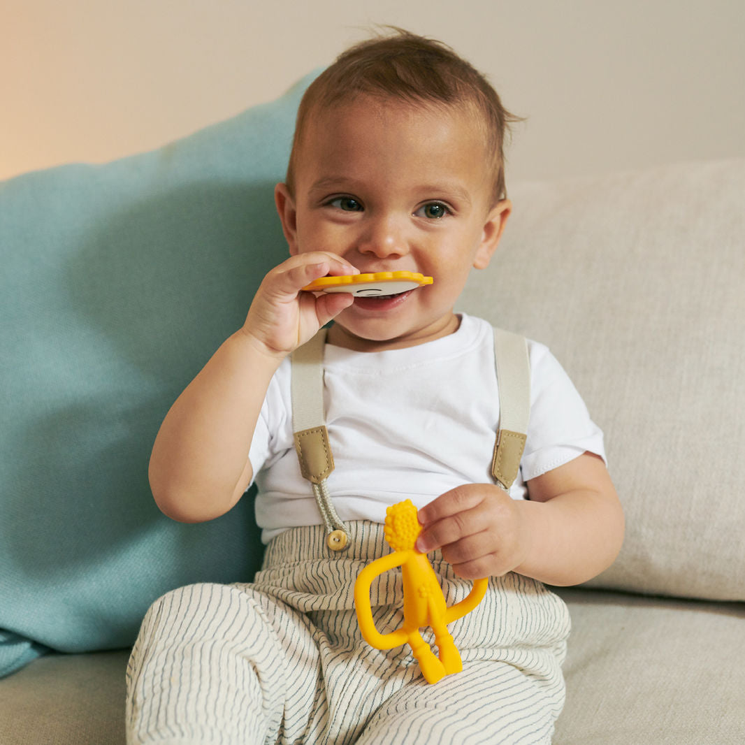Silicone Lion four piece teething toy gift set.