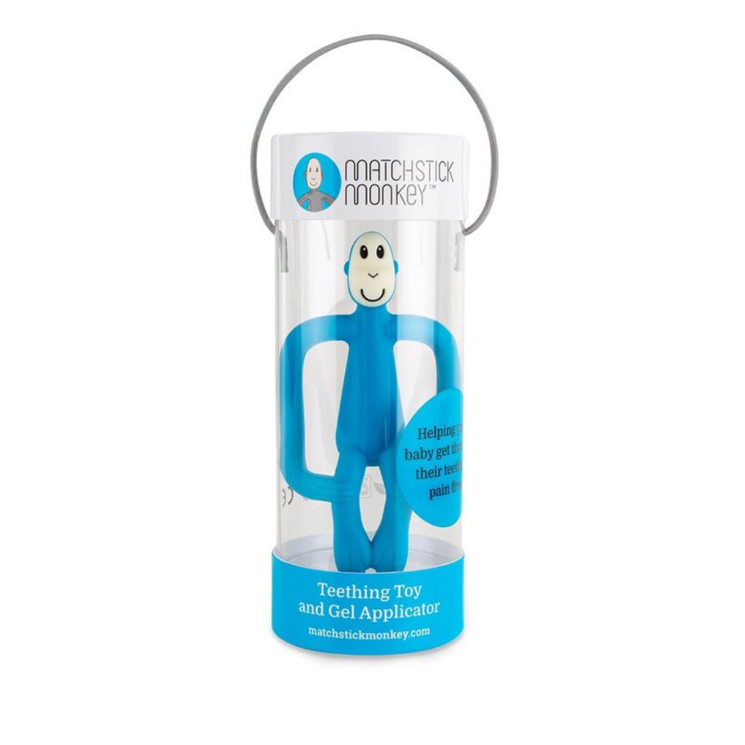 Matchstick Monkey - Blue Teething Toy and Gel Applicator in gift pack.