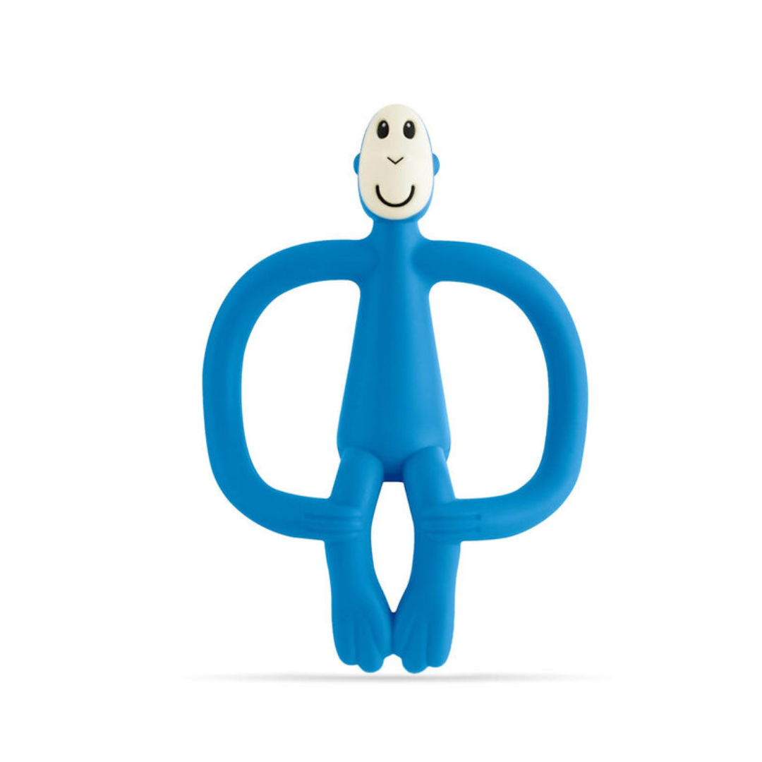 Matchstick Monkey - Blue Teething Toy and Gel Applicator Front view.