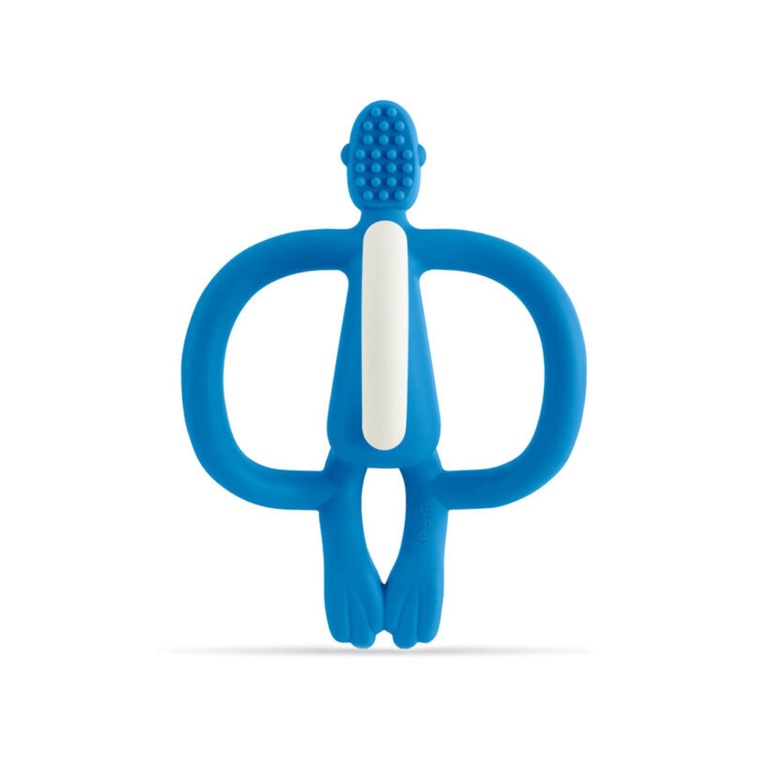 Matchstick Monkey - Blue Teething Toy and Gel Applicator back showing toothbrush head.