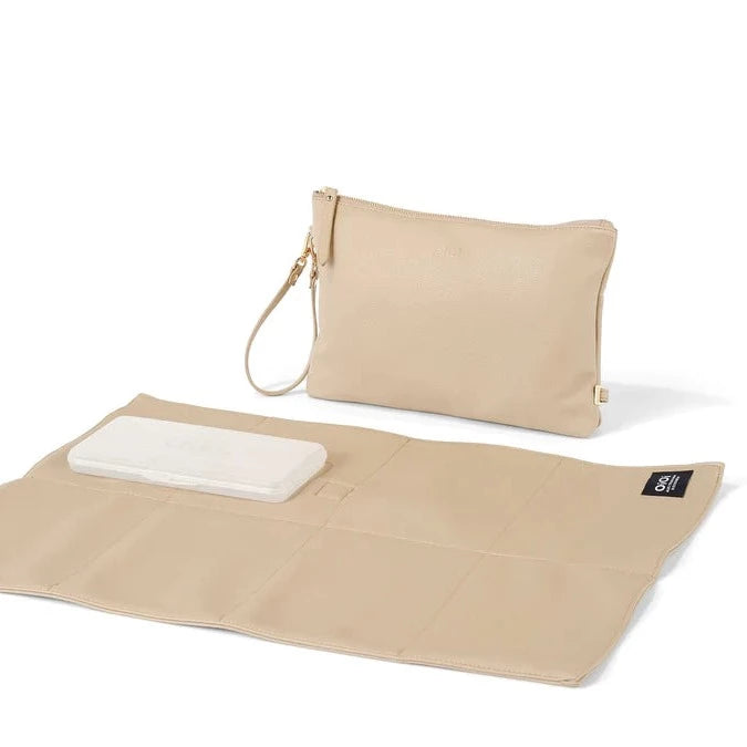Oi Oi Nappy Changing Pouch - Oat Faux Leather