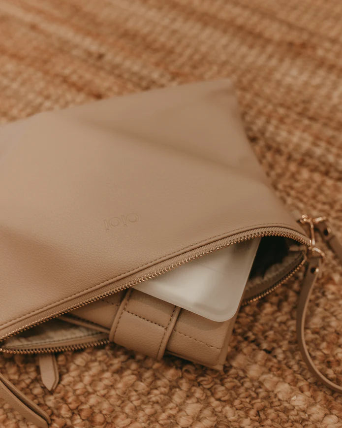 Oi Oi Nappy Changing Pouch - Oat Faux Leather