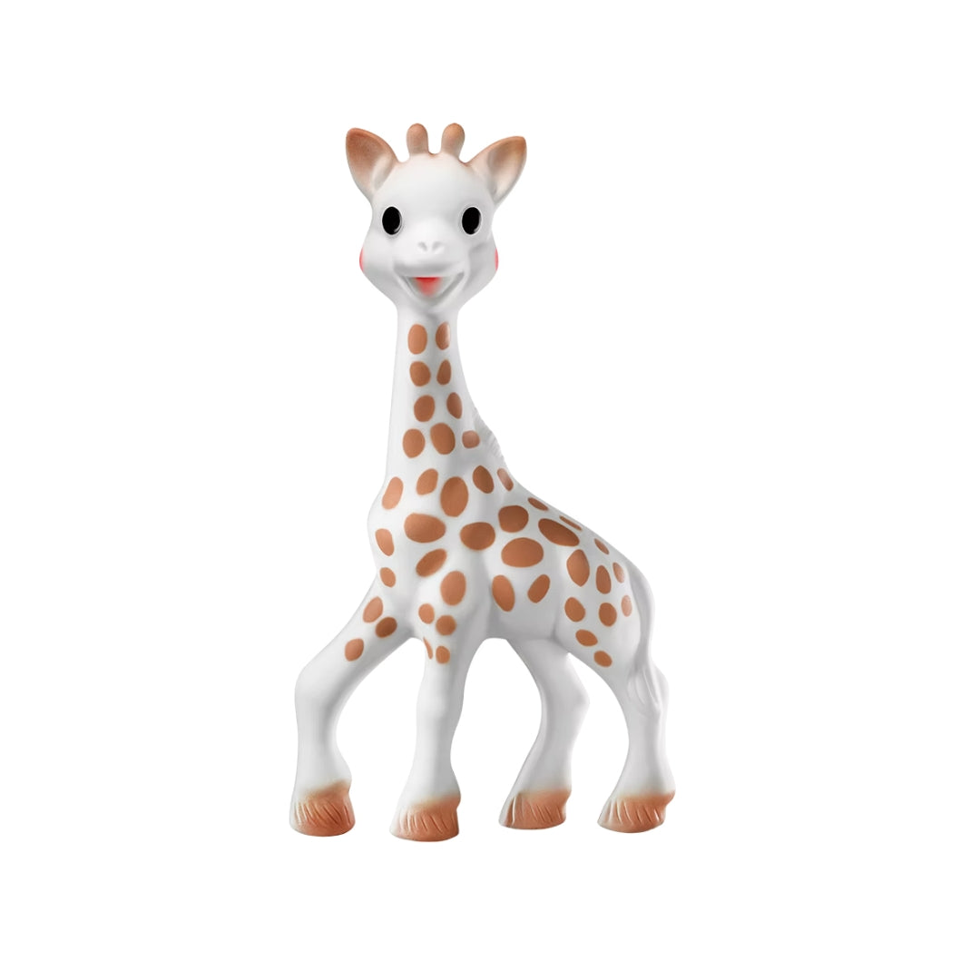 Giraffe-shaped toy on a white background