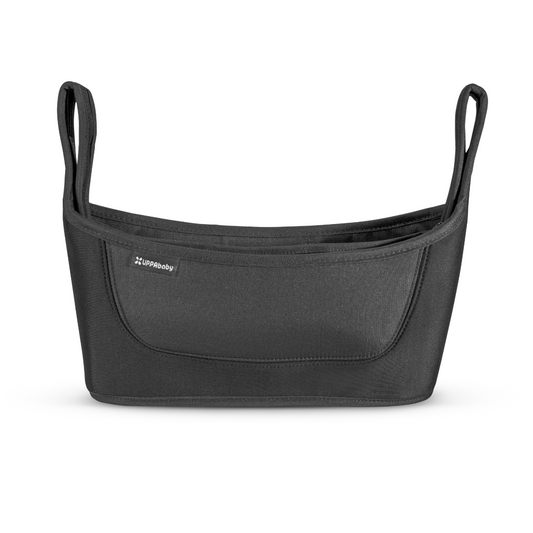 UPPAbaby Grey fabric Parent console for stroller inside caddy.