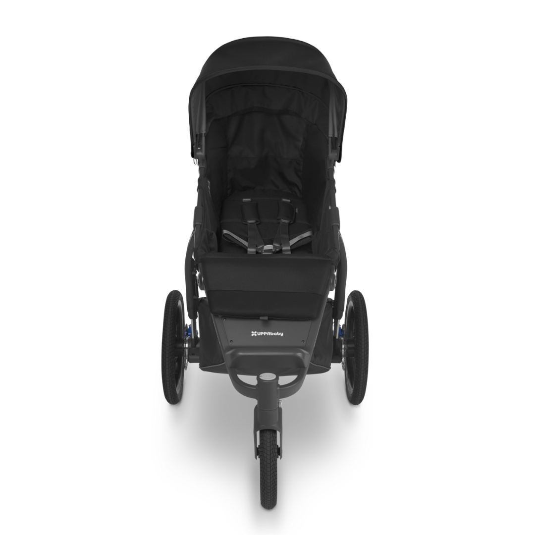 UPPAbaby RIdge High Performance Stroller in Black (Jake) front on.