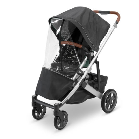 Rainshelld on stroller showing coverage.
