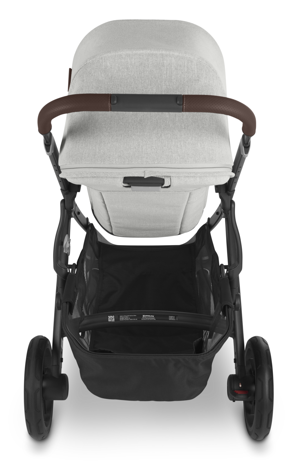 UPPAbaby Vista V2 Stroller with Bassinet- ANTHONY (White & Grey Chenille + Carbon Frame)