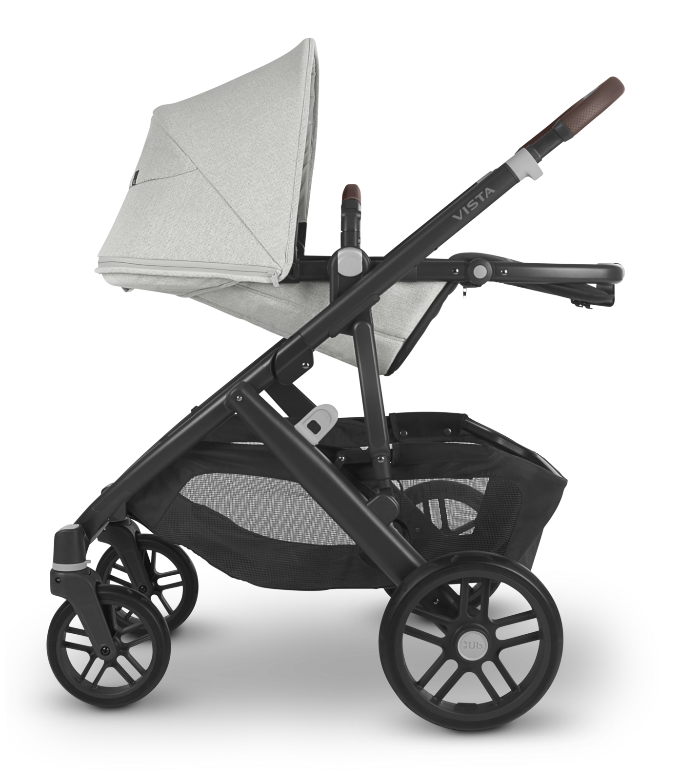 UPPAbaby Vista V2 Stroller with Bassinet- ANTHONY (White & Grey Chenille + Carbon Frame)