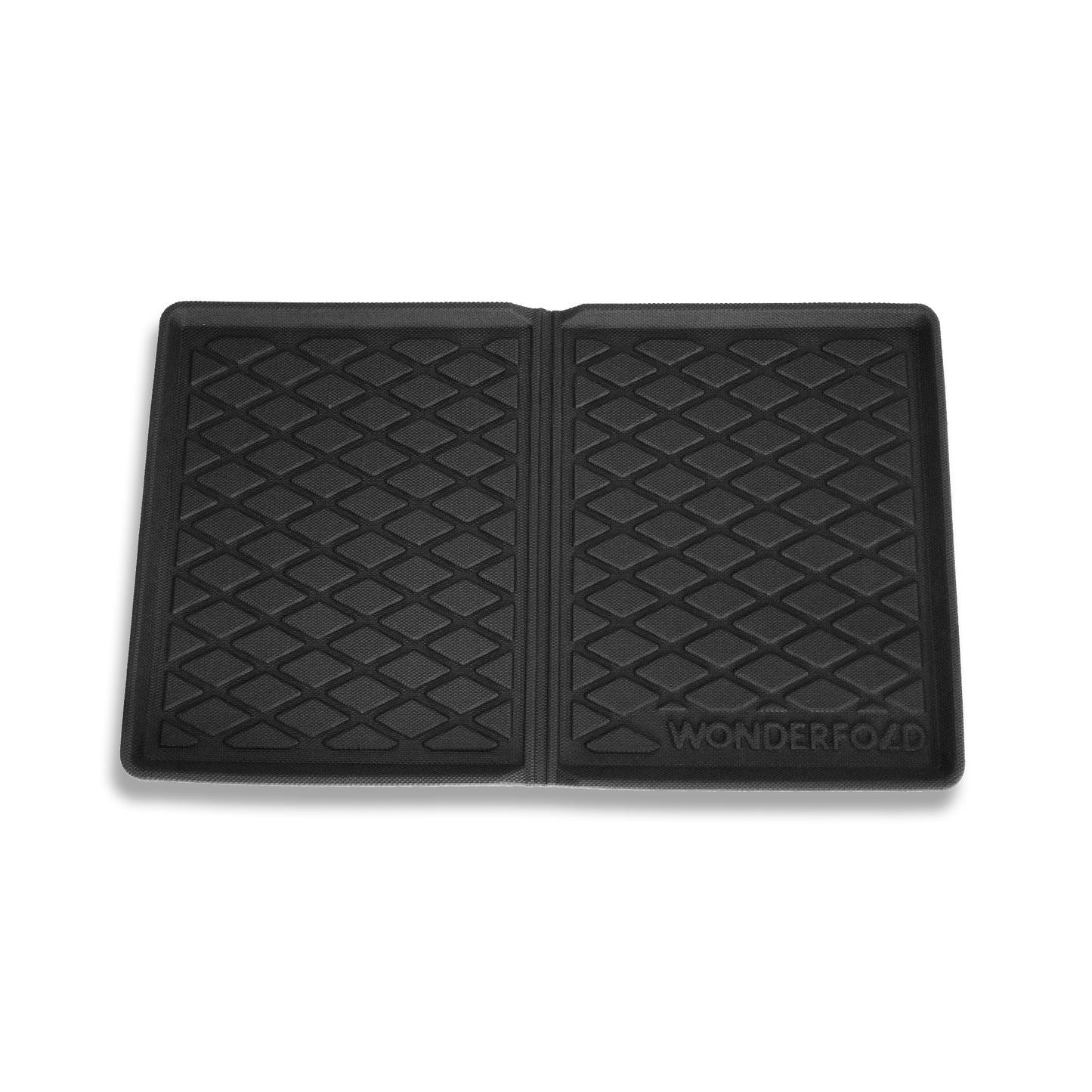 Black rubber mat with diamond pattern on a white background for Wonderfold Stroller wagon W4.