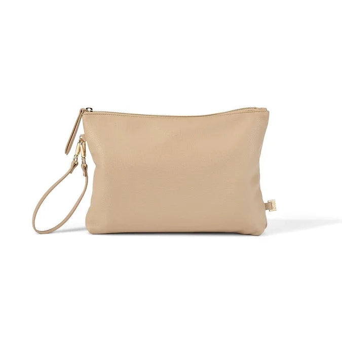 Oi Oi Nappy Changing Pouch - Oat Faux Leather