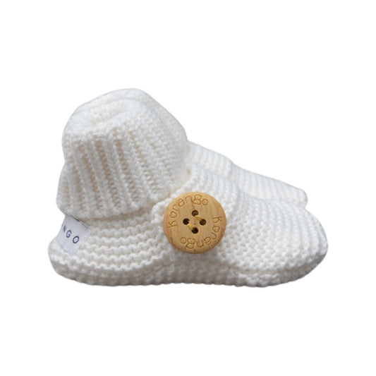 Korango Knitted Booties Button Bootie - White
