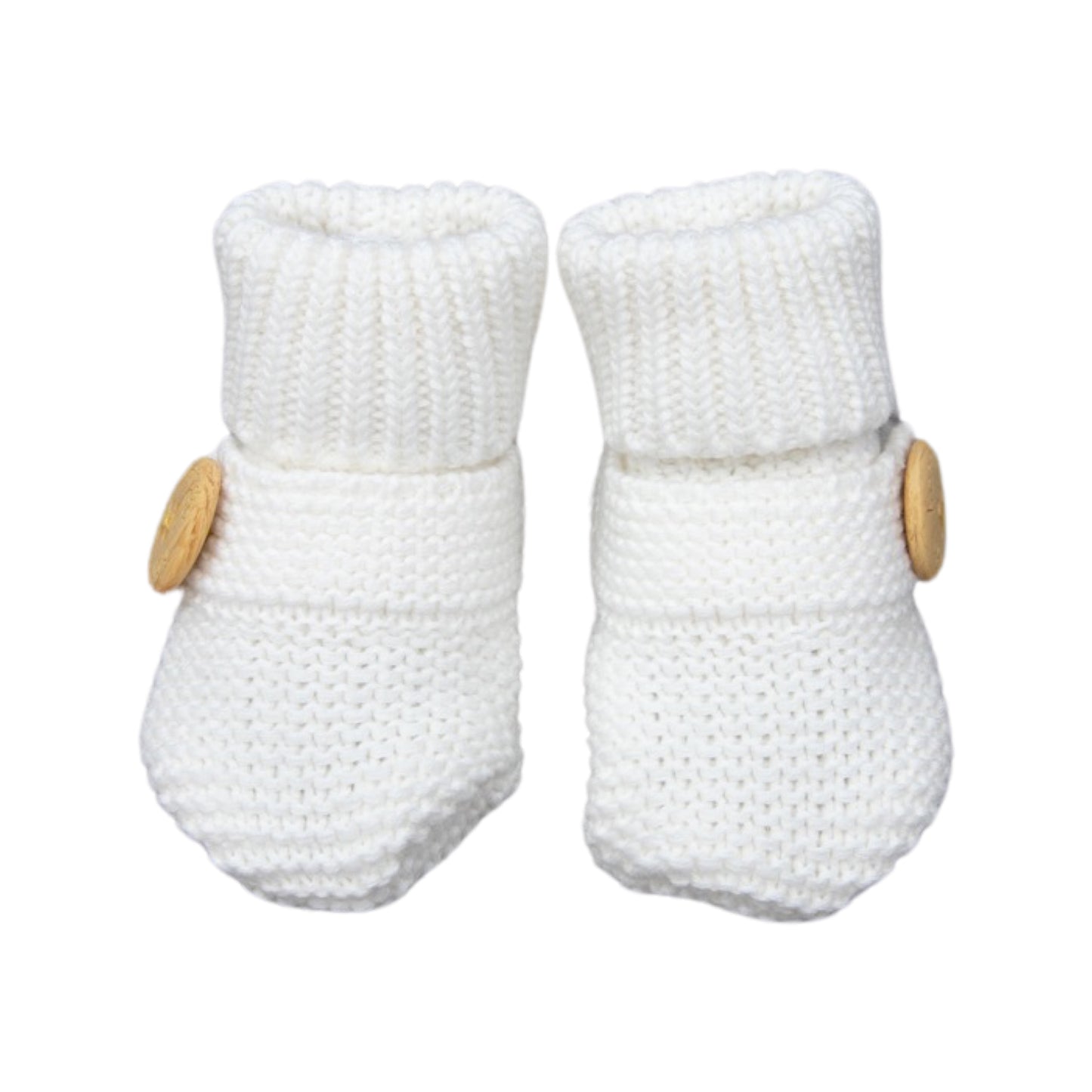 Korango Knitted Booties Button Bootie - White