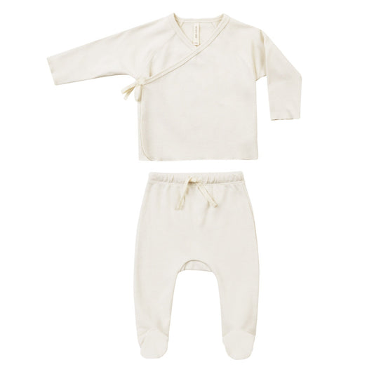 Quincy Mae Wrap Top and Footed Pant Set