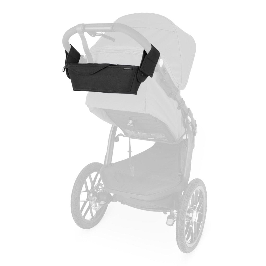 Black UPPAbbaby parent console fitted to stroller.
