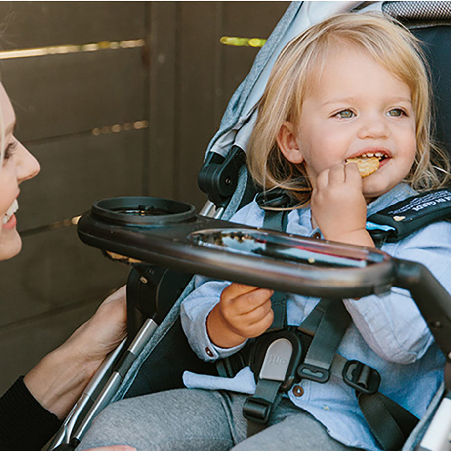 Snack tray on stroller lifestyle image