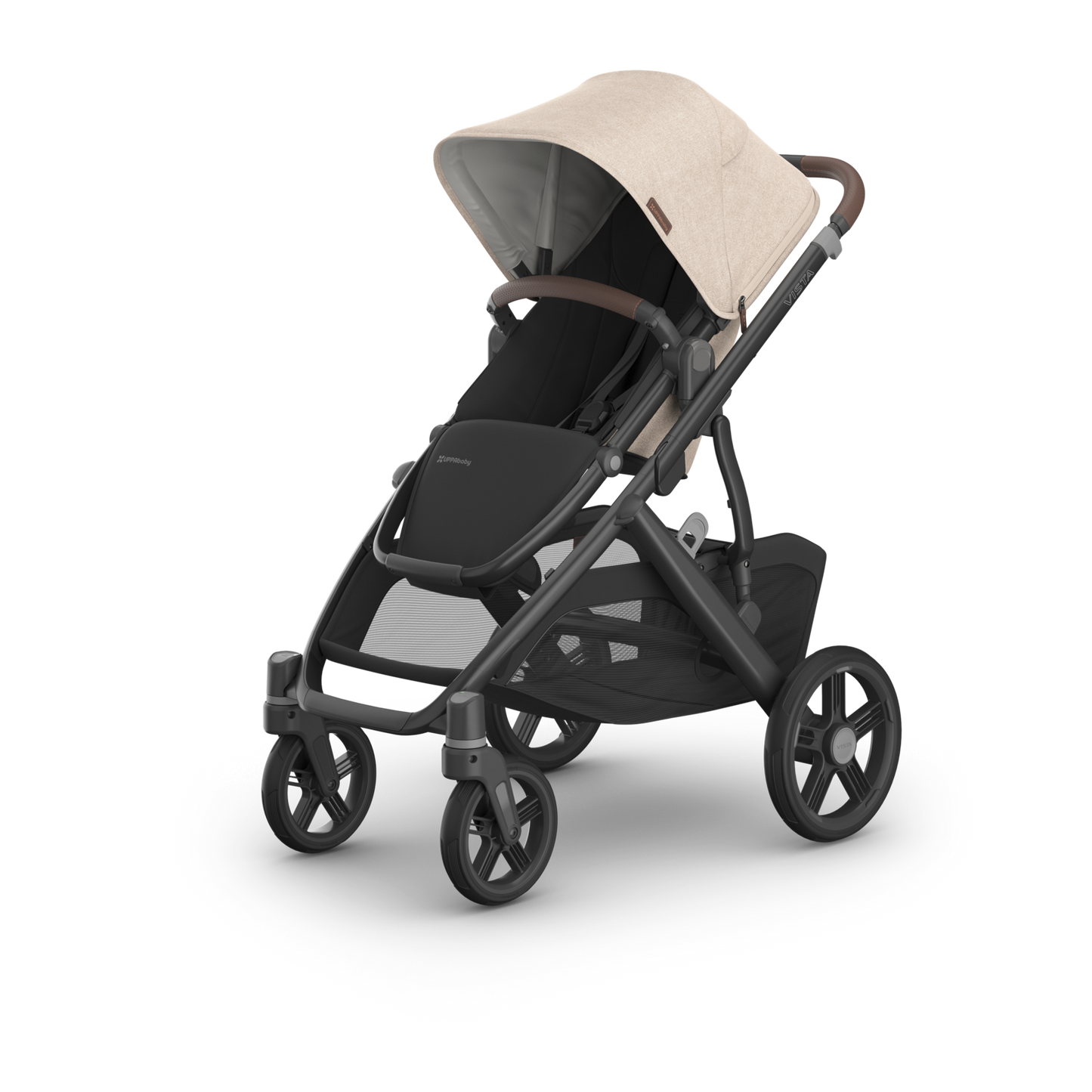 UPPAbaby Vista V3 Stroller with Bassinet - Liam (Oat Melange + Carbon Frame + Chestnut Leather)