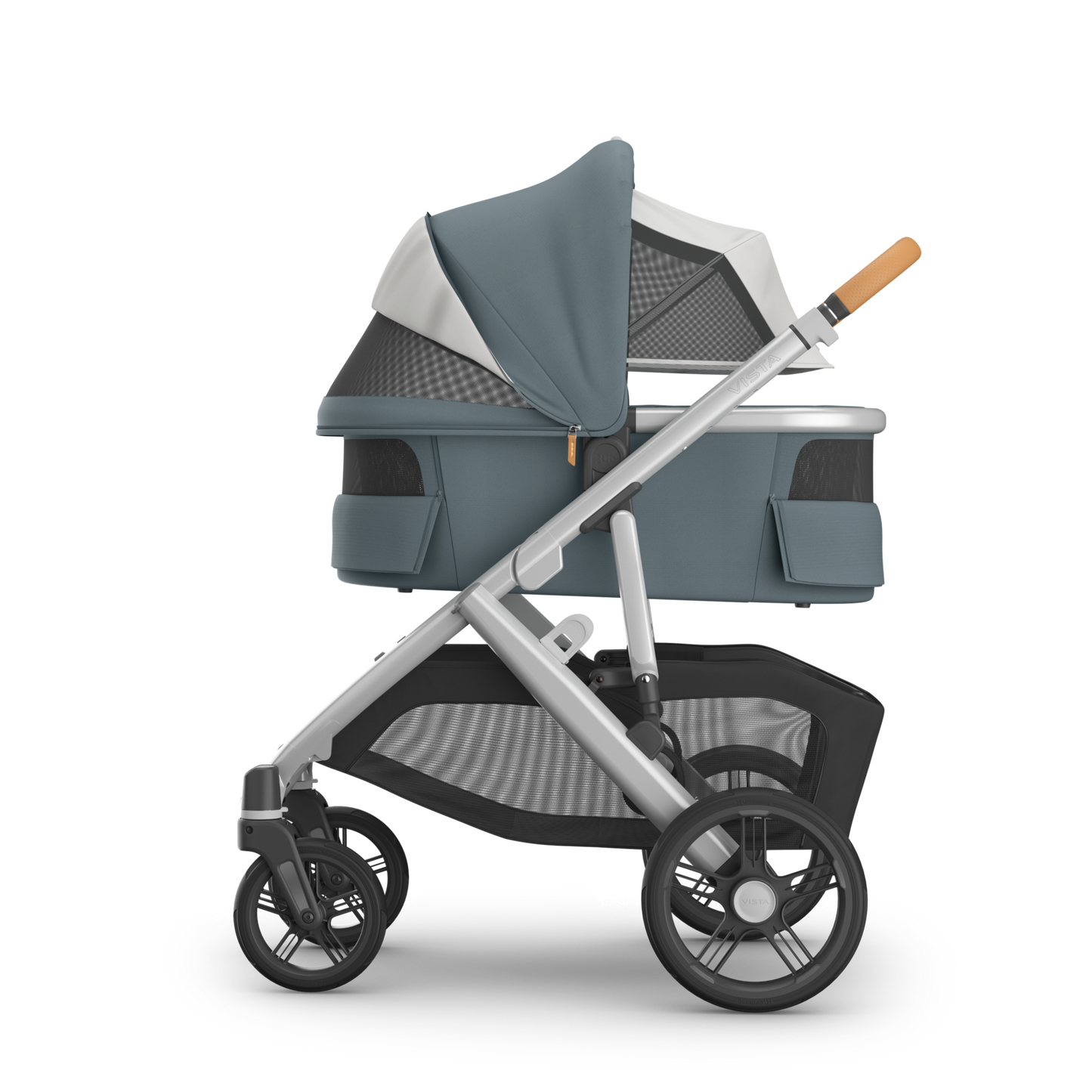 UPPAbaby  Vista V3 Stroller with Bassinet - Callum (Stone Blue + Silver Frame + Sand Leather)