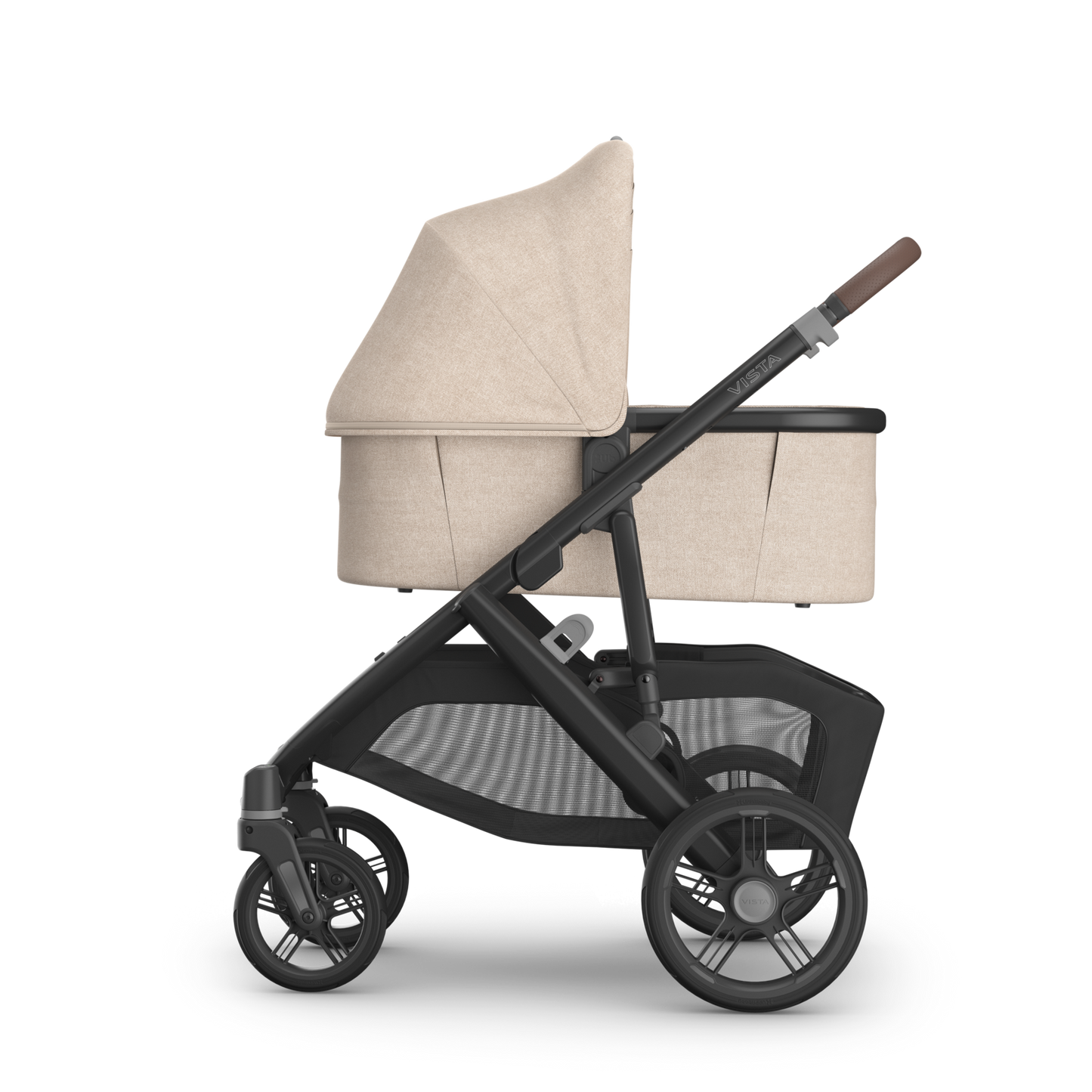 UPPAbaby Vista V3 Stroller with Bassinet - Liam (Oat Melange + Carbon Frame + Chestnut Leather)