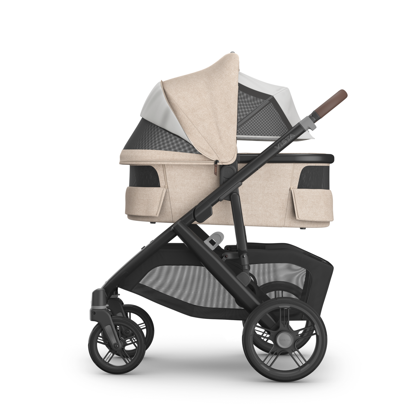 UPPAbaby Vista V3 Stroller with Bassinet - Liam (Oat Melange + Carbon Frame + Chestnut Leather)