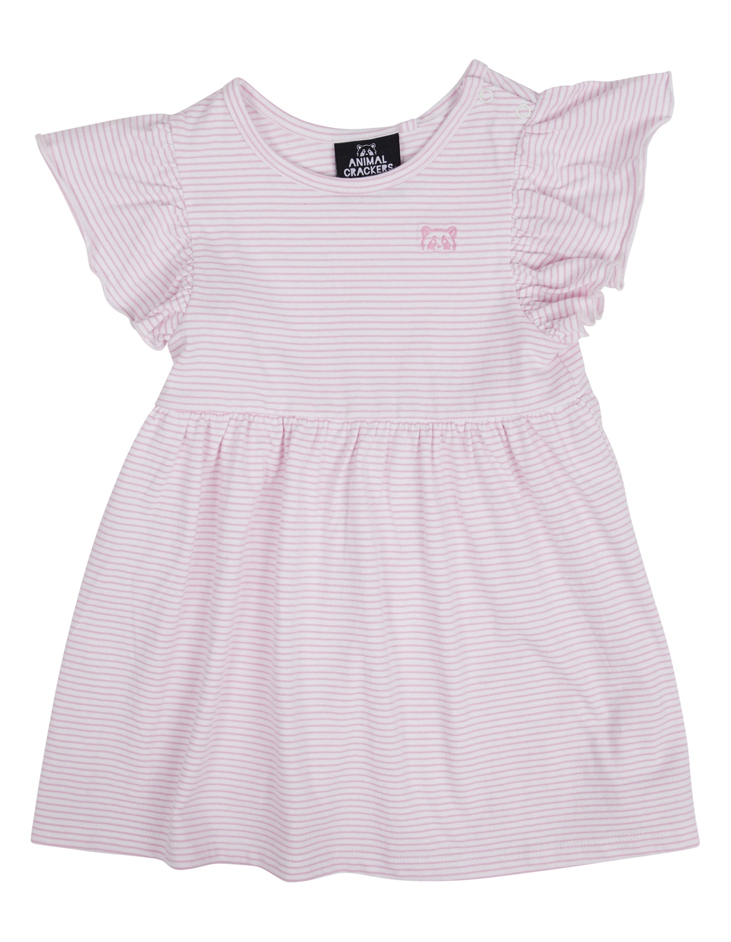 Animal Crackers Stripe Frill Dress Pink