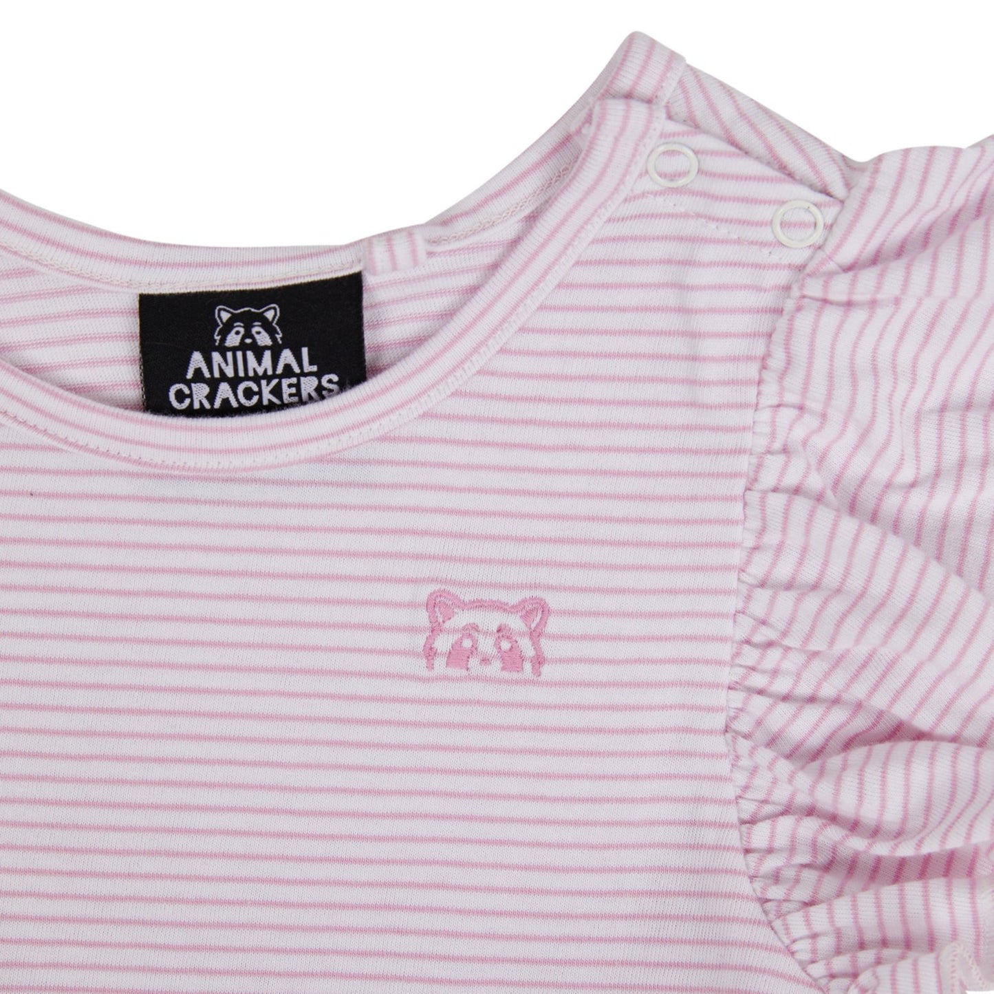 Animal Crackers Stripe Frill Dress Pink