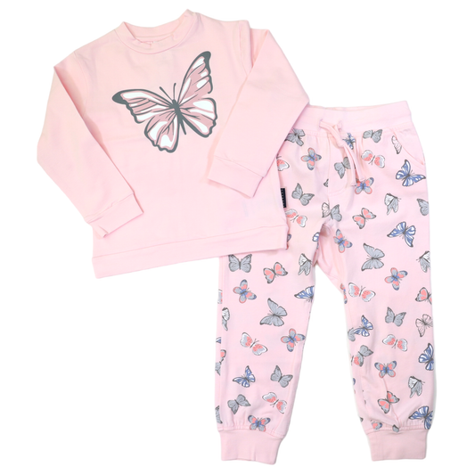 Korango Butterfly Print Pyjamas Fairytale Pink