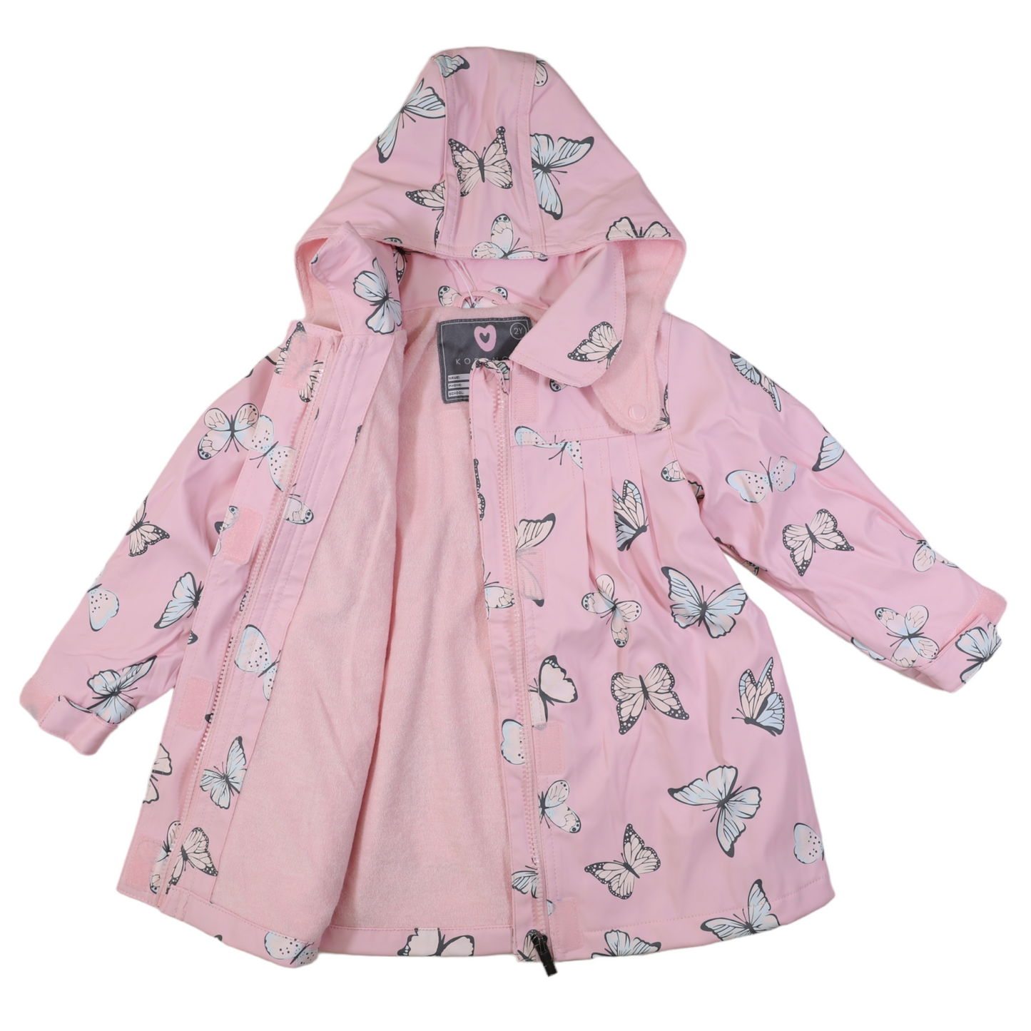 Korango Butterfly Colour Change Terry Towelling Lined Raincoat Fairytale Pink
