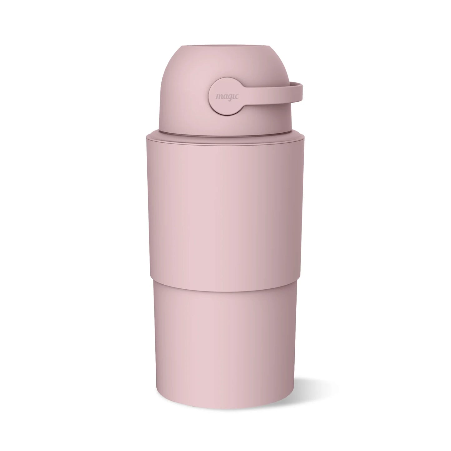 pink large telescopic nappy bin on a white background 