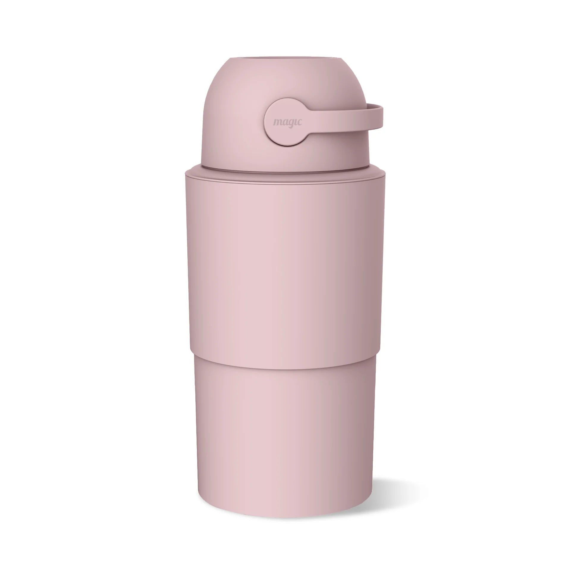 pink large telescopic nappy bin on a white background 