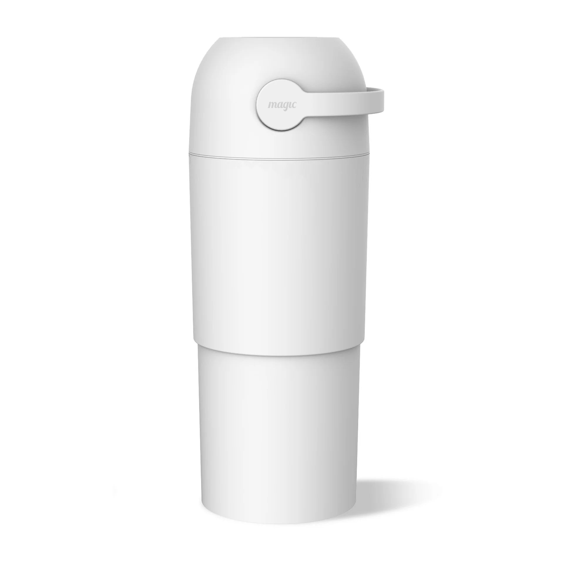 White telescopic large nappy bin white on a white background 
