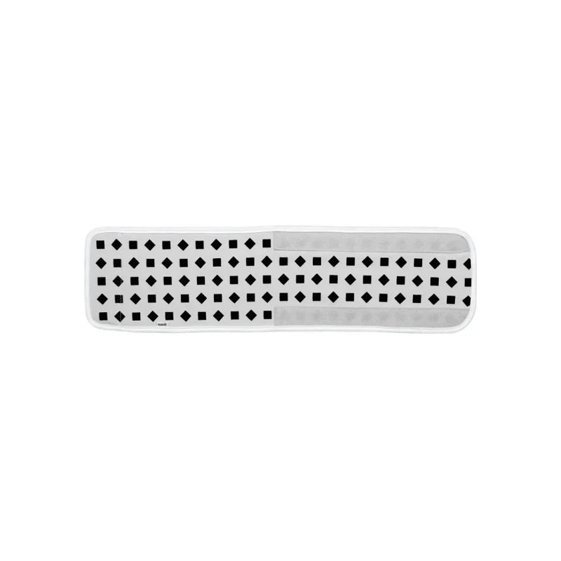 White breathing band open to show velcro fastening with diamond pattern on a white background