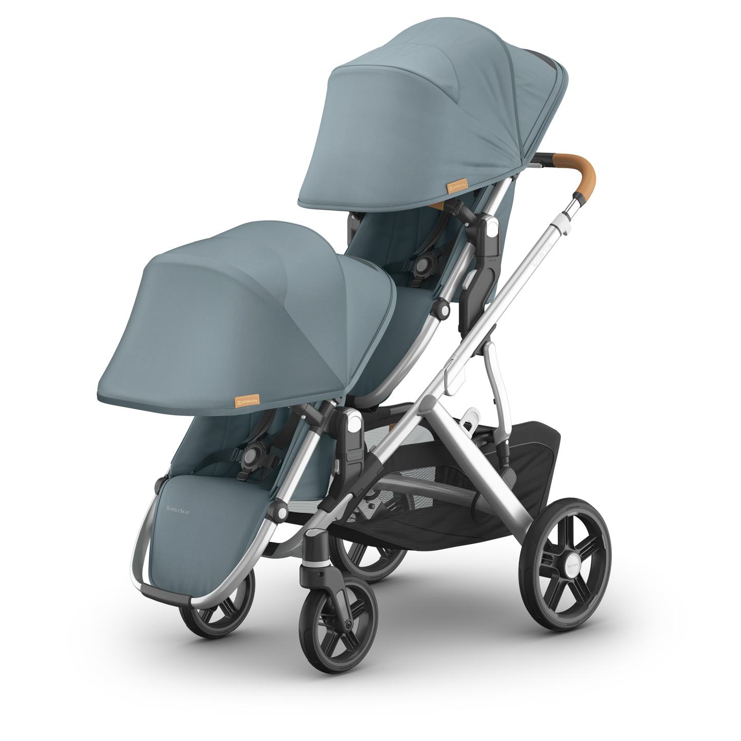 UPPAbaby VISTA V3 RumbleSeat - Stone Blue/Silver Frame/ Sand Leather (Callum)