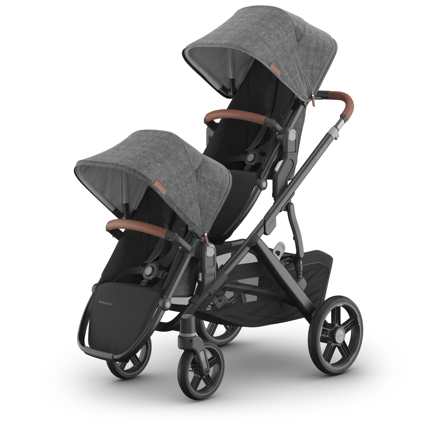 UPPAbaby VISTA V3 RumbleSeat - Charcoal Melange/Carbon Frame/ Saddle Leather (Greyson)