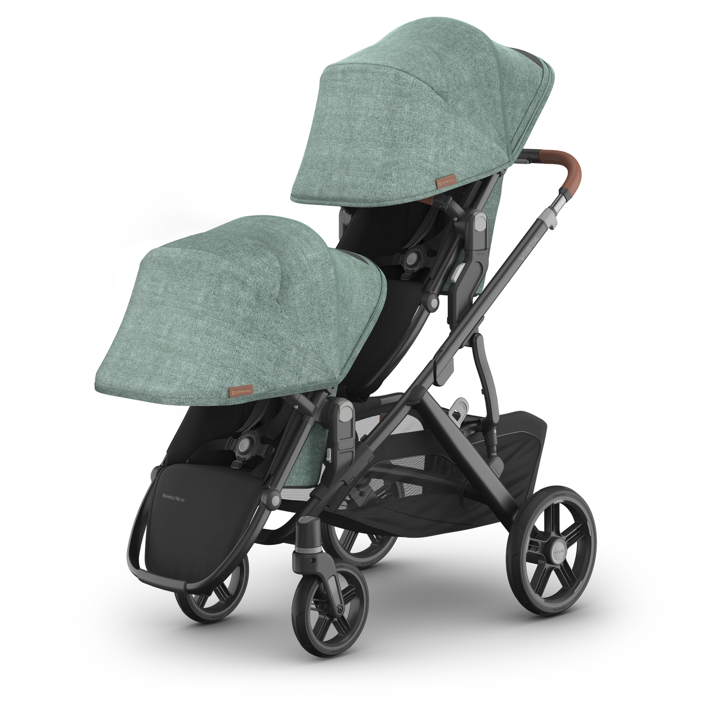 UPPAbaby VISTA V3 RumbleSeat - Green Melange/Carbon Frame/Saddle Leather (Gwen)