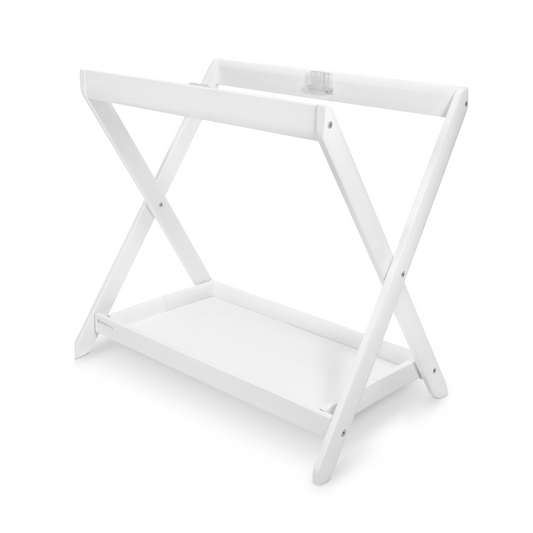 Wooden white bassinet stand for UPPAbaby bassinet. 