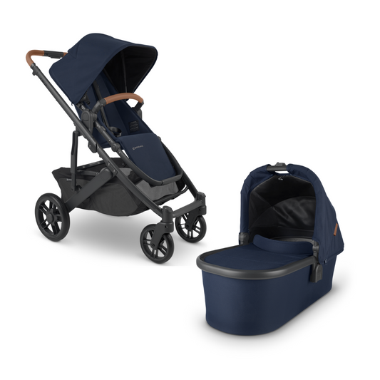 Uppababy Navy Blue Cruz V2 Stroller and bassinet 