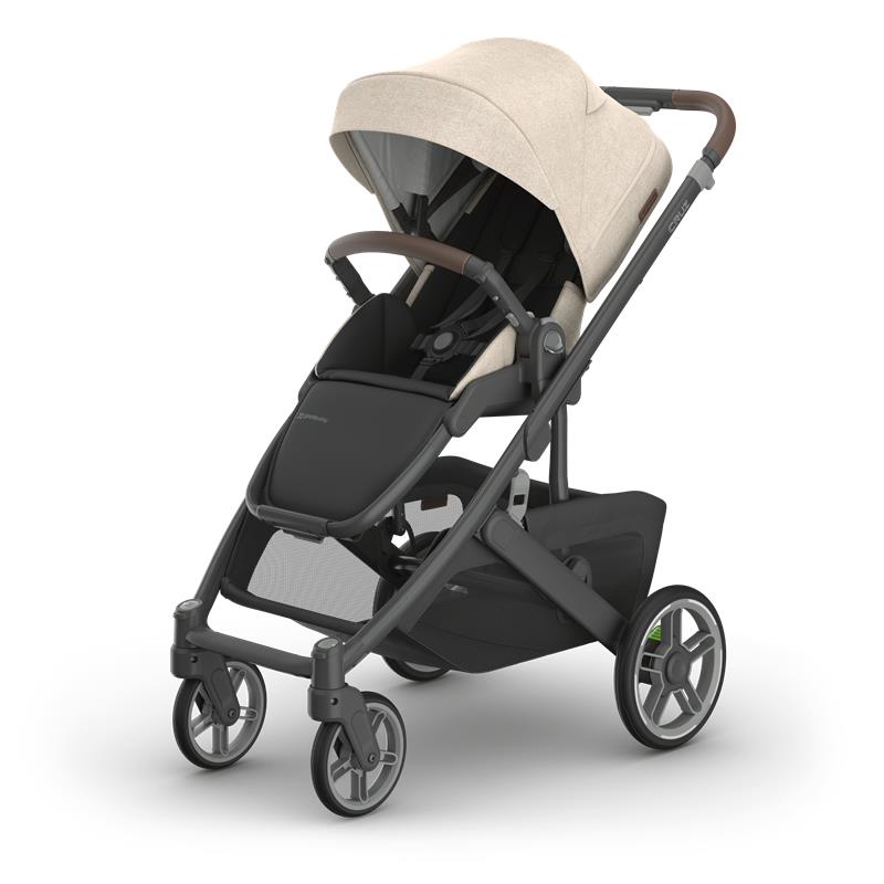 UPPAbaby Cruz v3 in beige canopy and black stroller frame on a white background