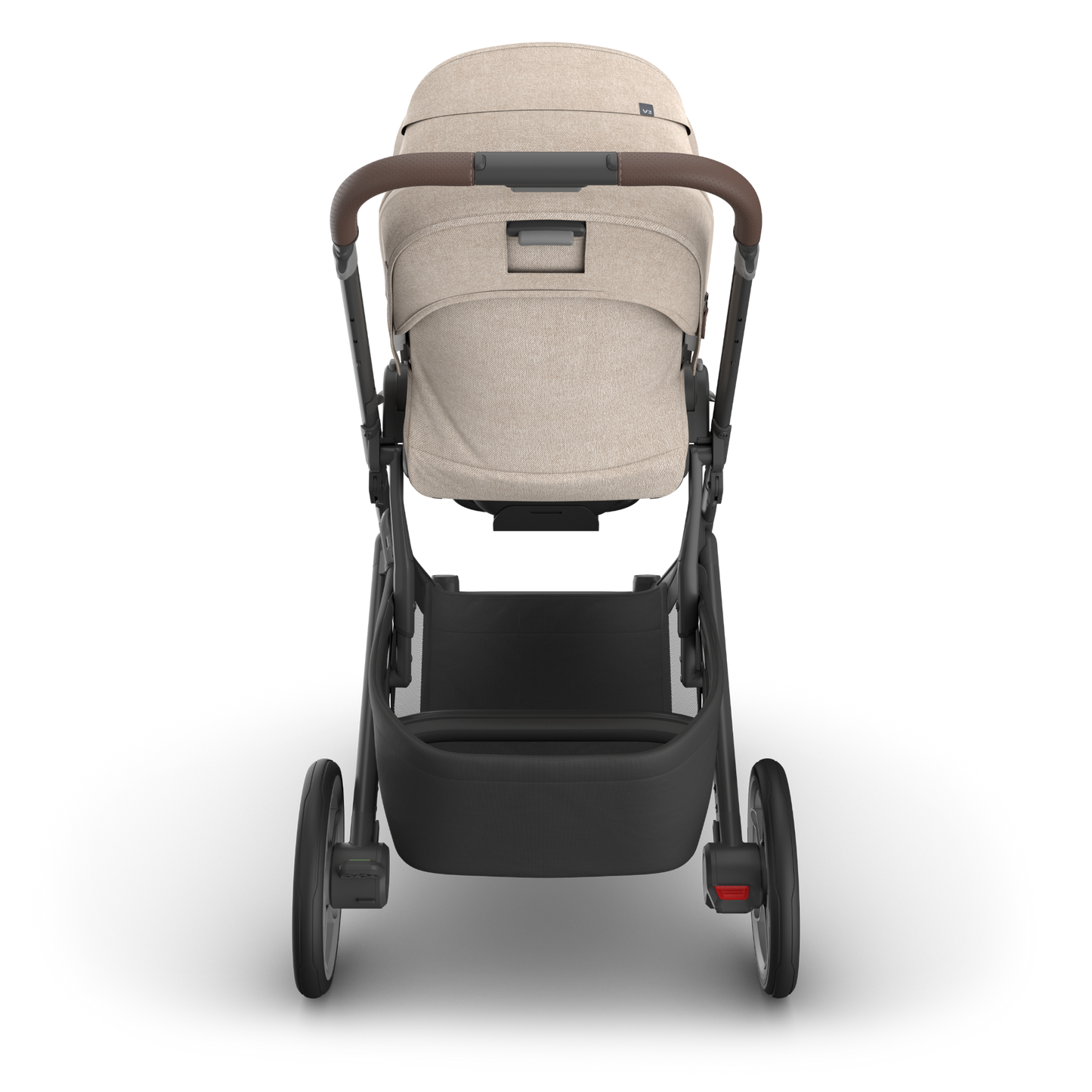 UPPAbaby Cruz v3 in beige canopy and black stroller frame on a white background