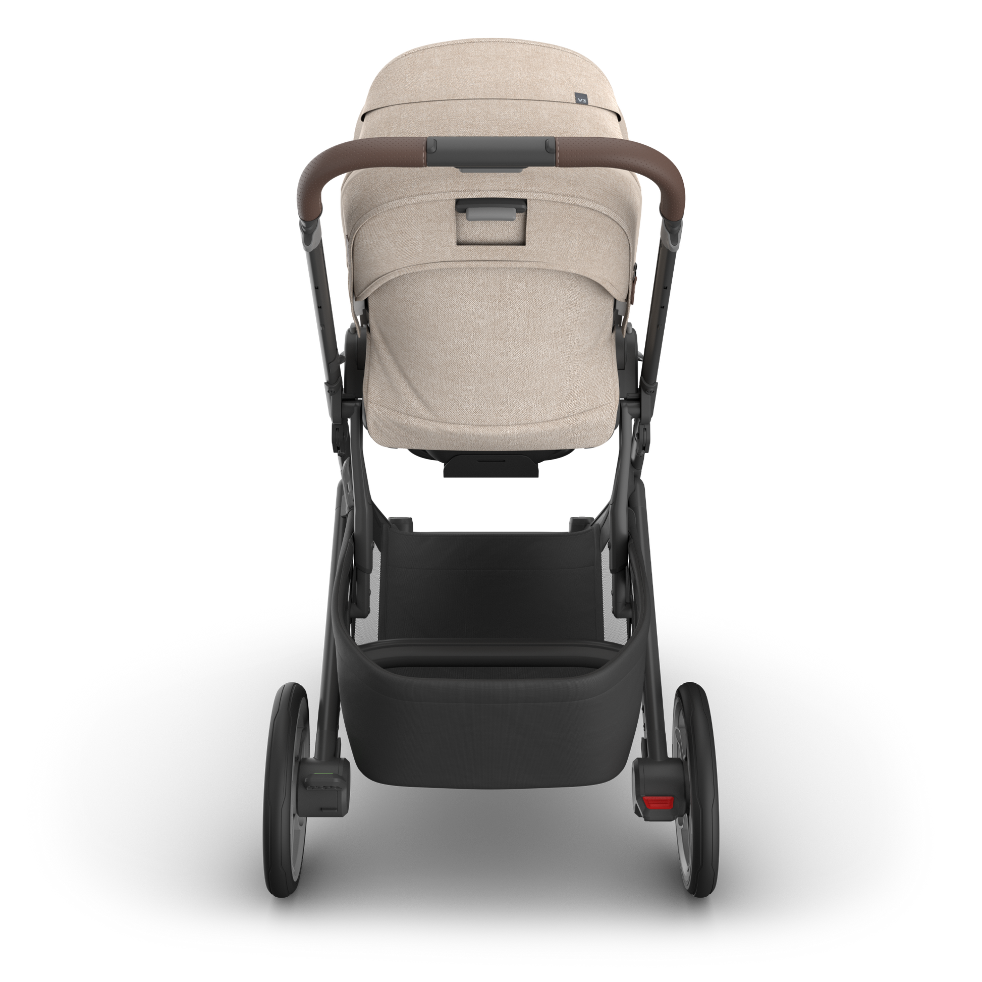 UPPAbaby Cruz v3 in beige canopy and black stroller frame on a white background