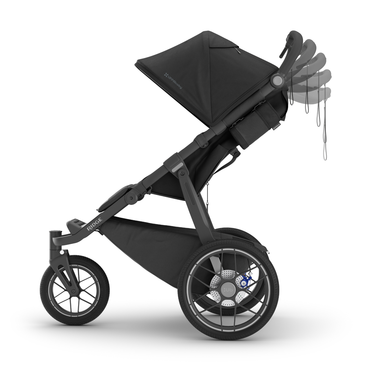 Black 3 wheel all terrain stroller stroller   on a white background