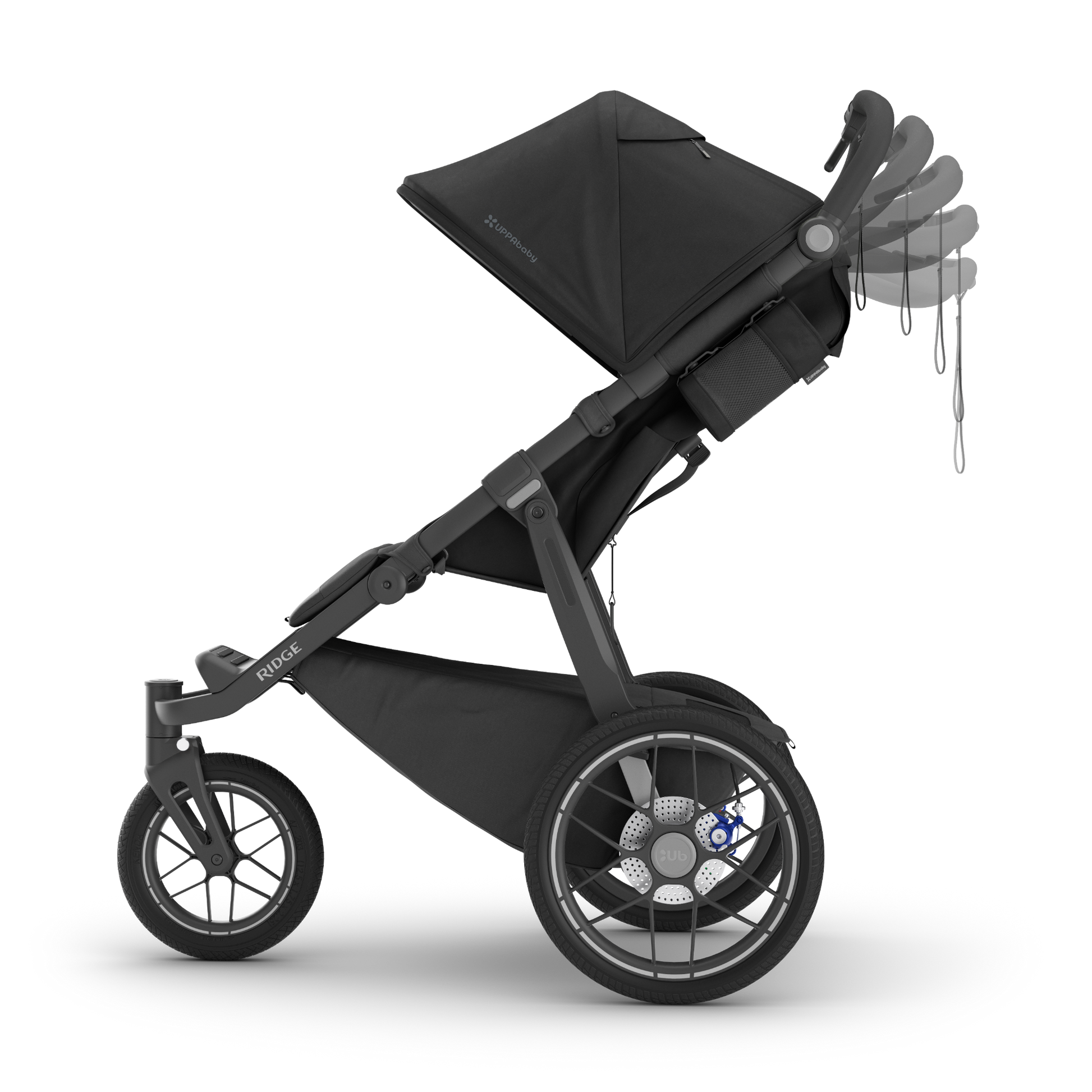 Black 3 wheel all terrain stroller stroller   on a white background