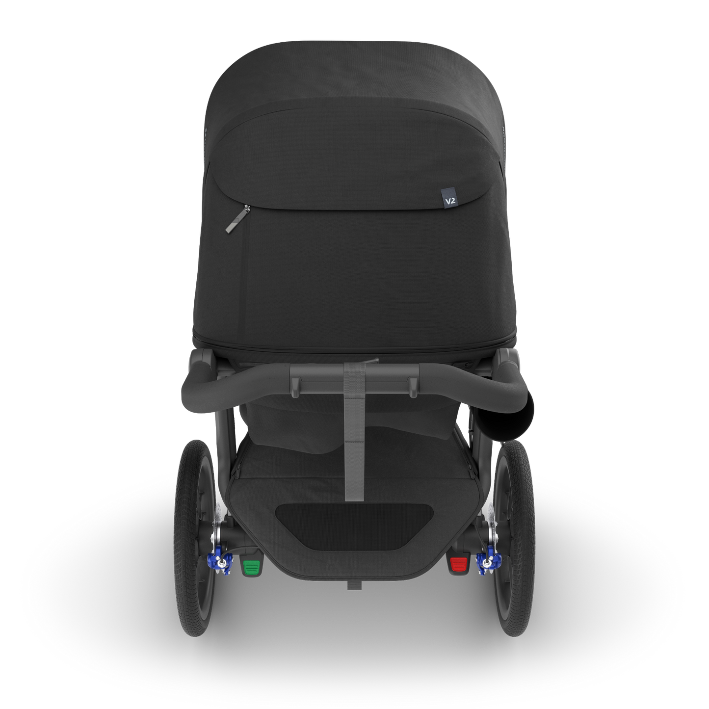 Black 3 wheel all terrain stroller  on a white background