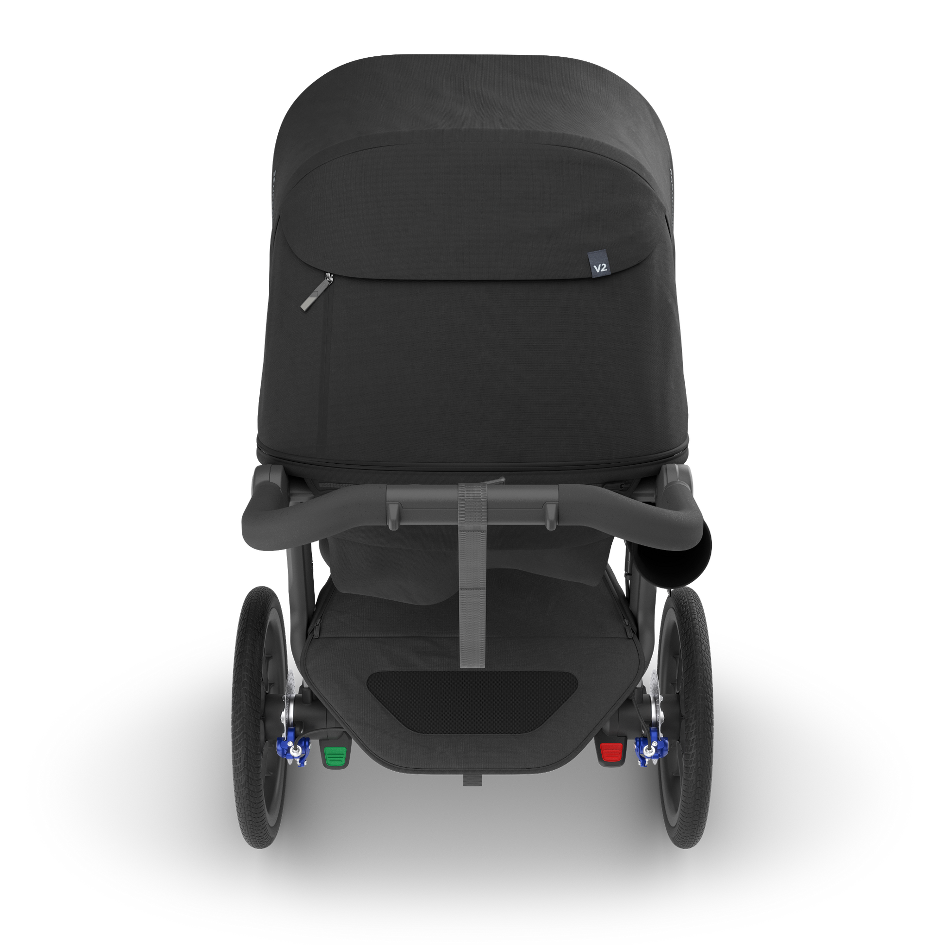 Black 3 wheel all terrain stroller  on a white background