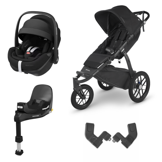 UPPAbaby Ridge Stroller  in Blaclk and Maxi Cosi Pebble 360 Pro 2 Newborn bundle and capsule adapters. 